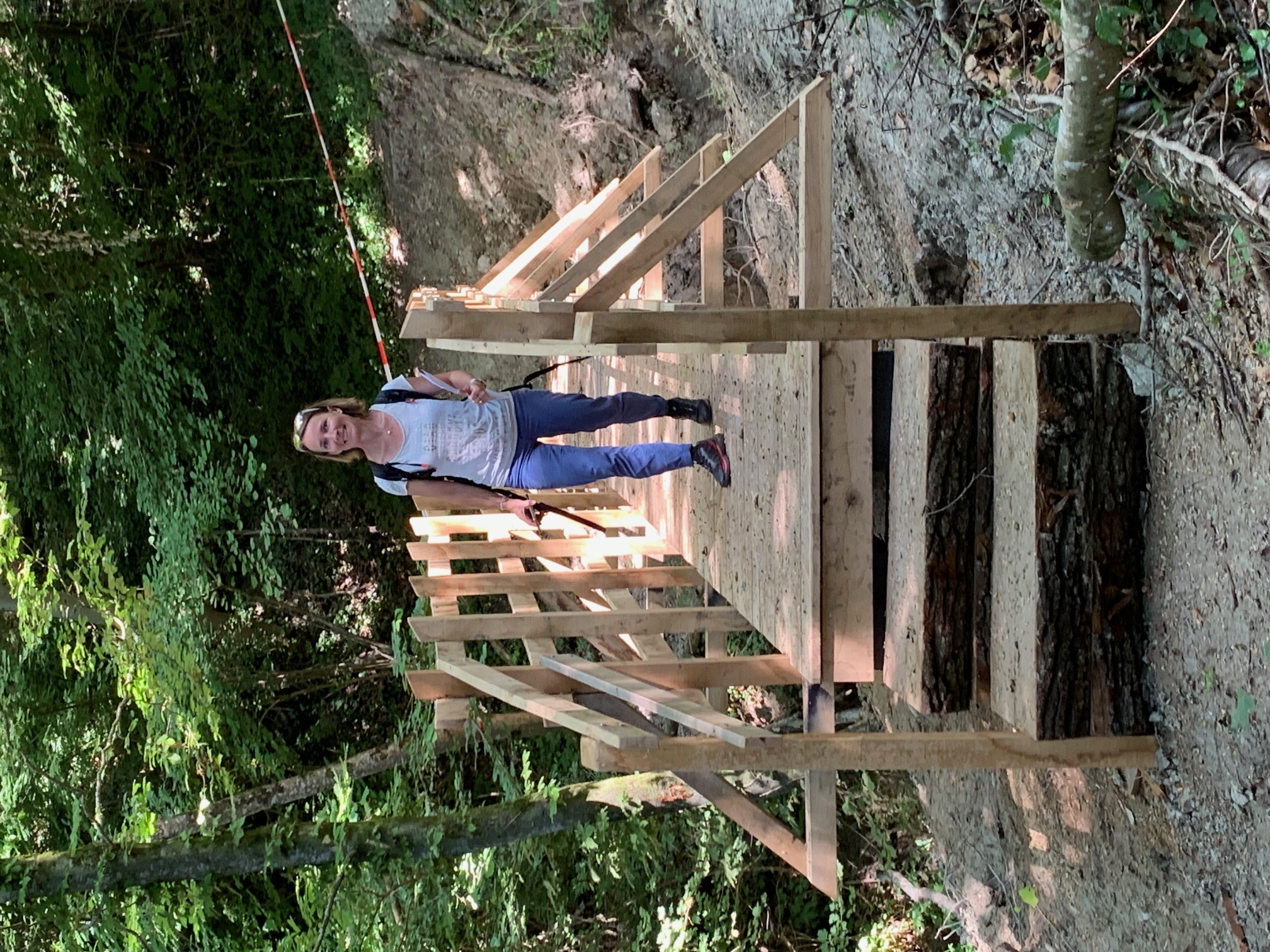 Sentier de la Morges - pont en chantier et Marie